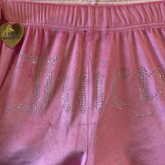2 Pk Juicy Couture L Pink & Dark Pink Velour Logo Studded Embossed Loung… - Picture 2 of 11